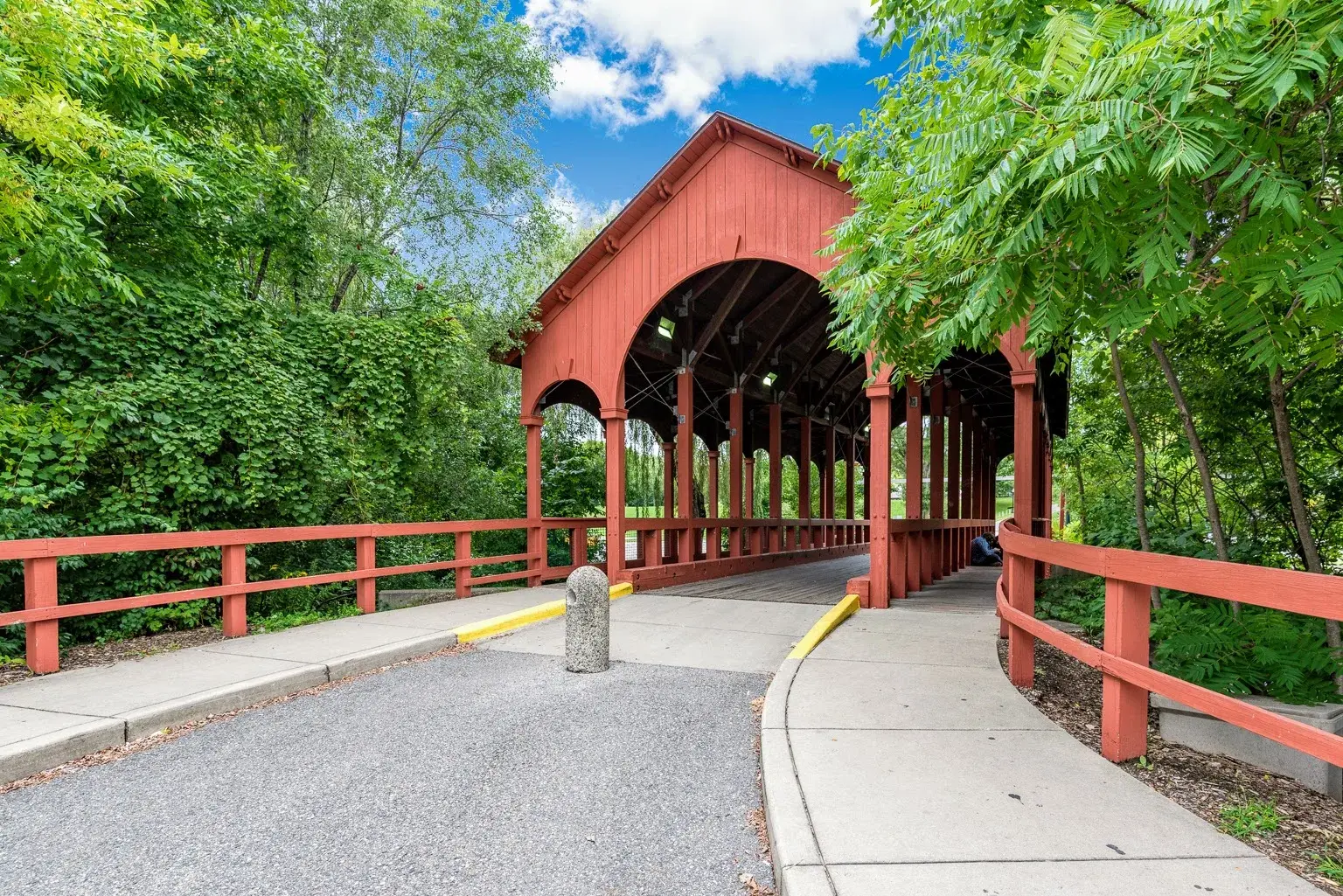 Outdoor view of a road leading into a tunnel