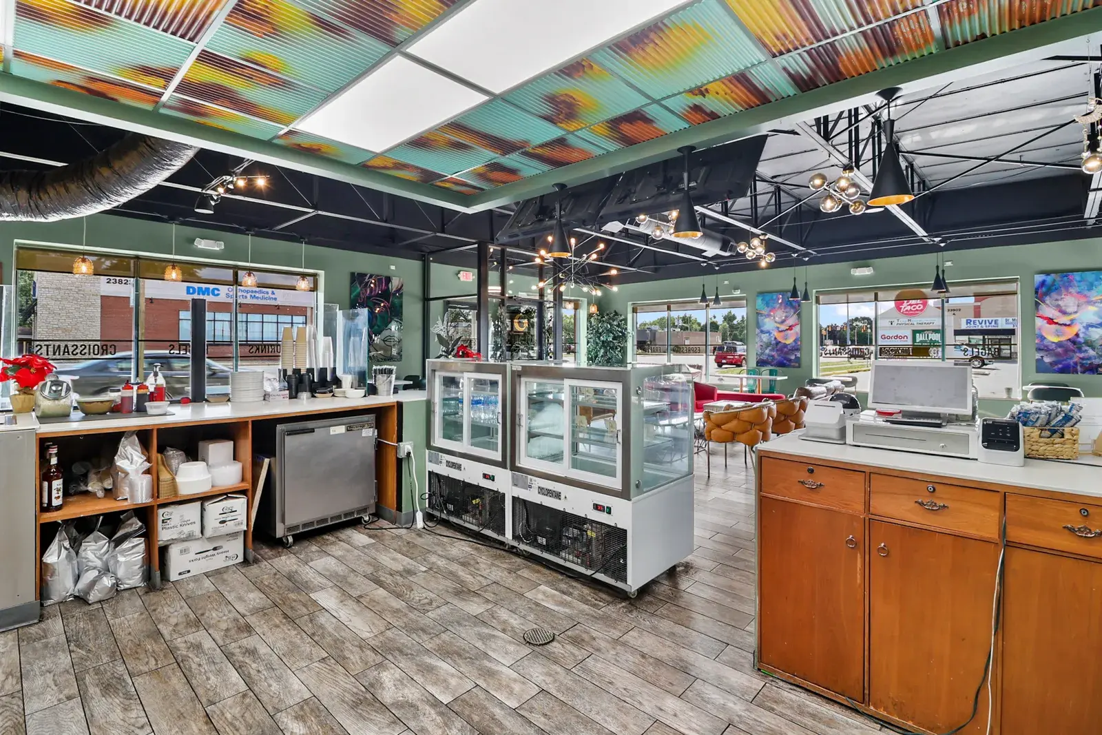 Interior view of a deli or bakery business