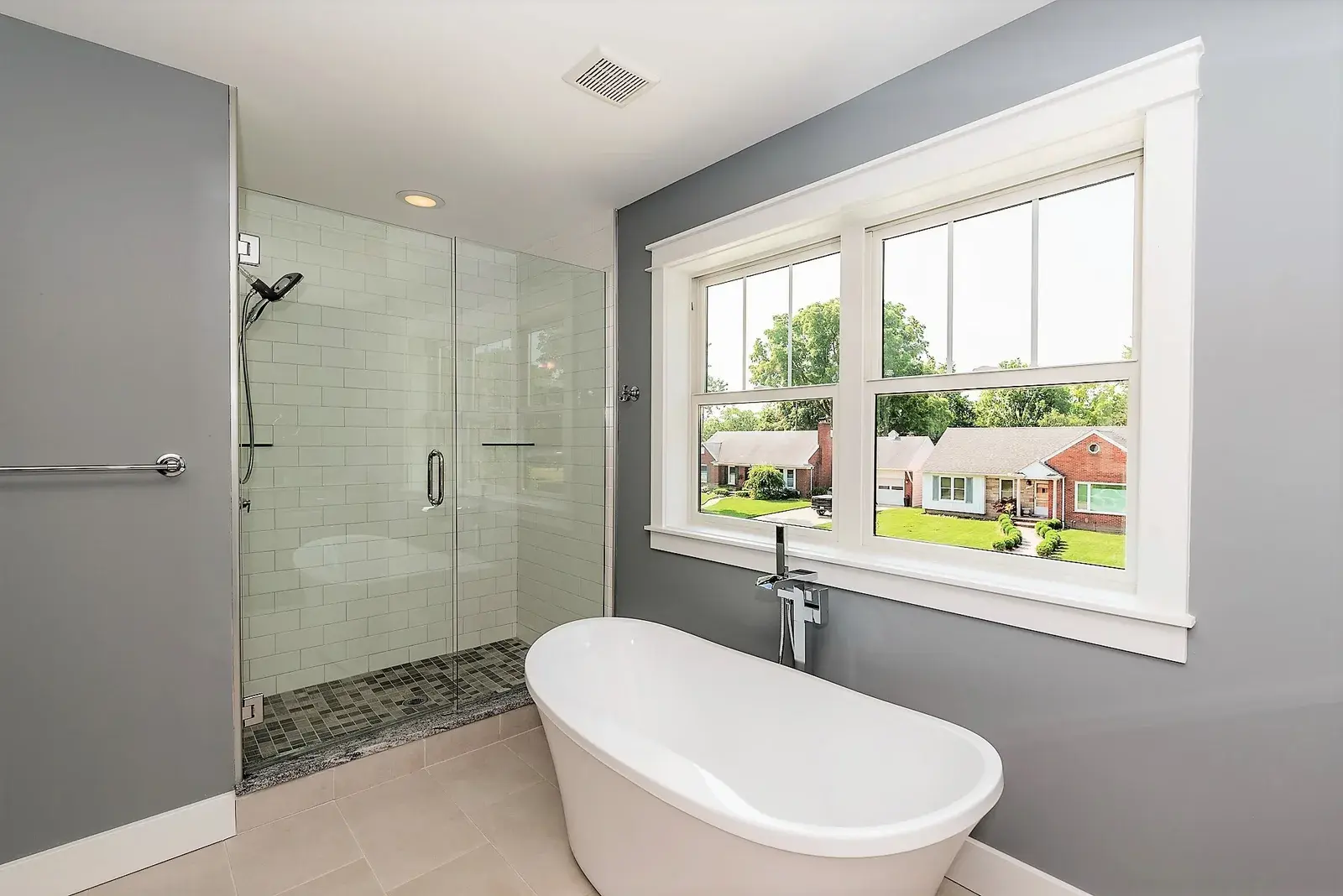 Interior view of a remodeled home's bathroom