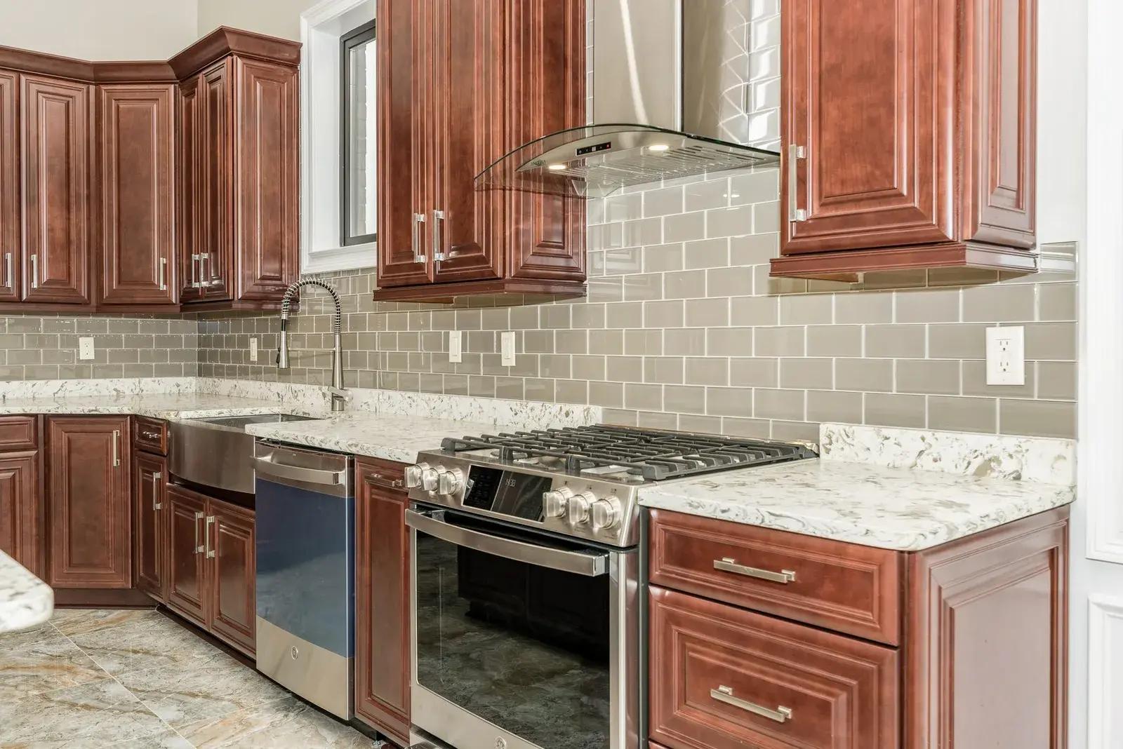 Interior view of an unfurnished new home's kitchen